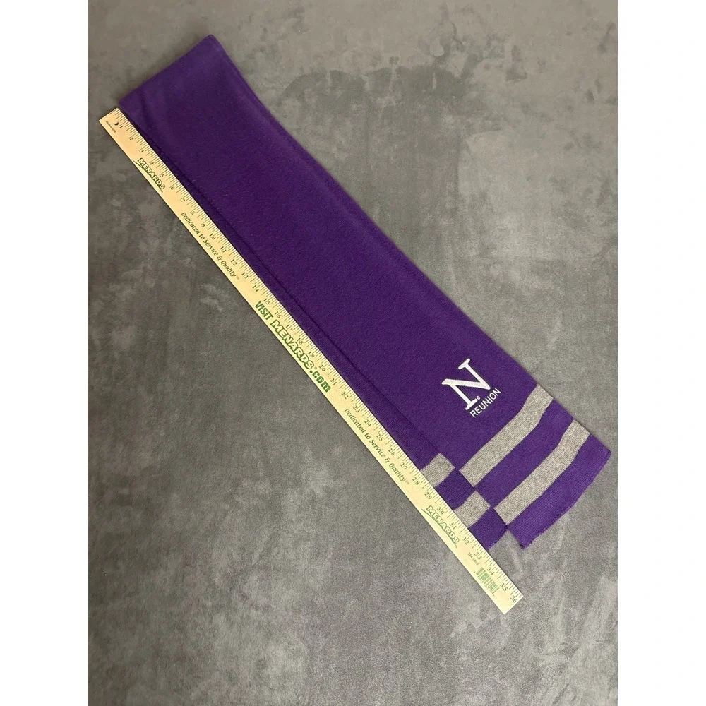 Northwestern University Reunion Scarf Purple Grey Striped Knit Embroidered N